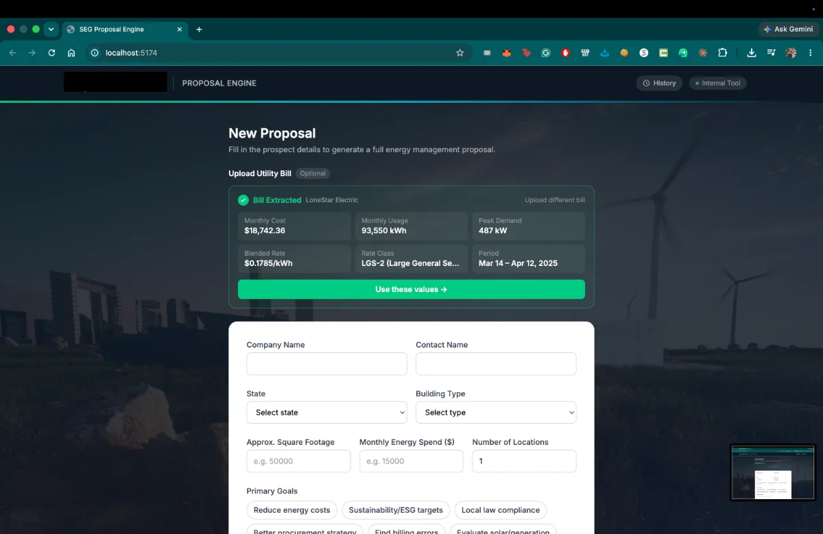Lead Generator Proposal Engine screenshot